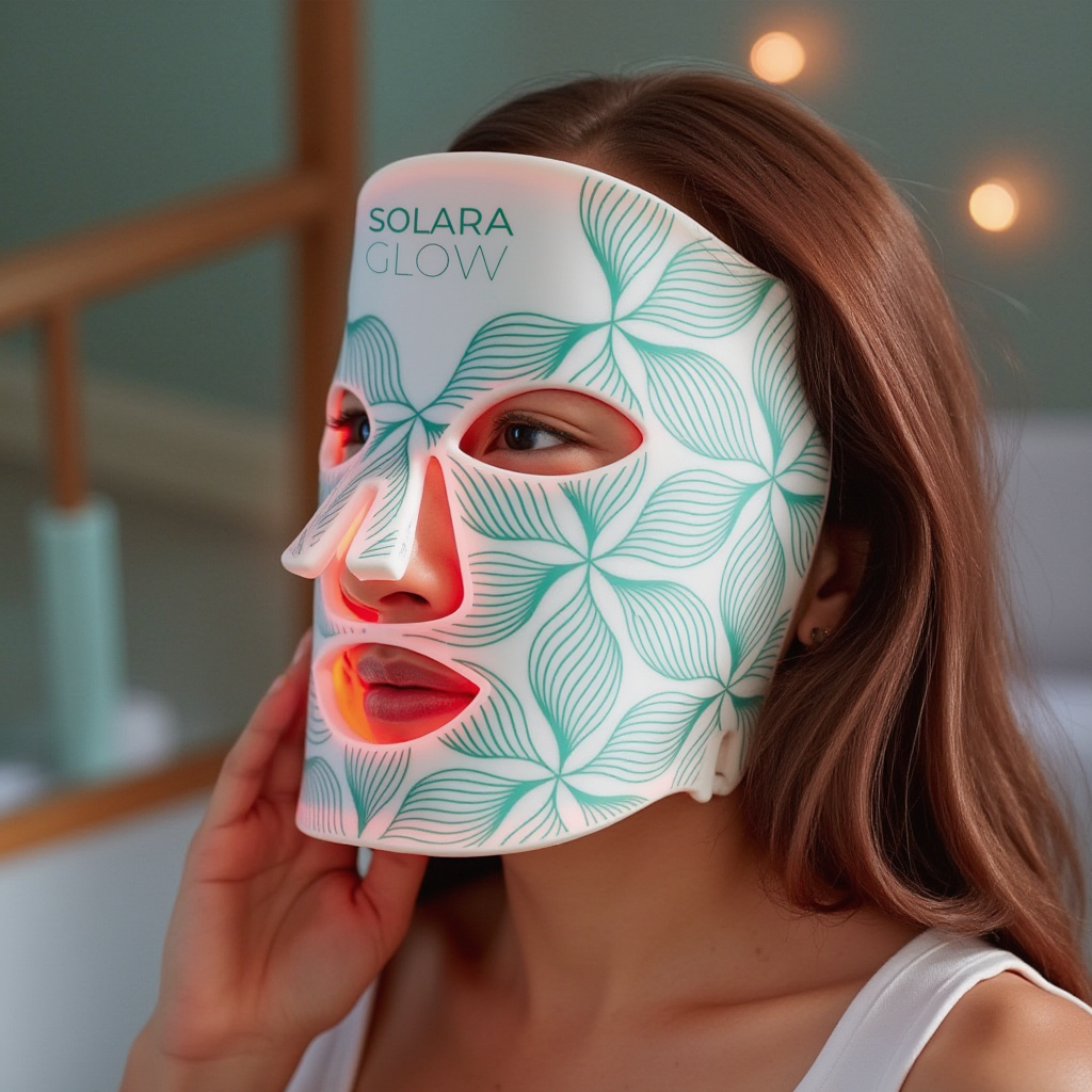 Woman Wearing Solara Glow red light mask
